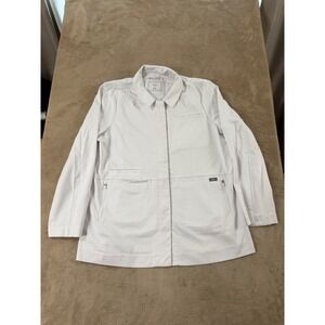 FIGS Tala Mordern Lab Coat Women's XL White Scrub Jacket Zipper Pockets EUC